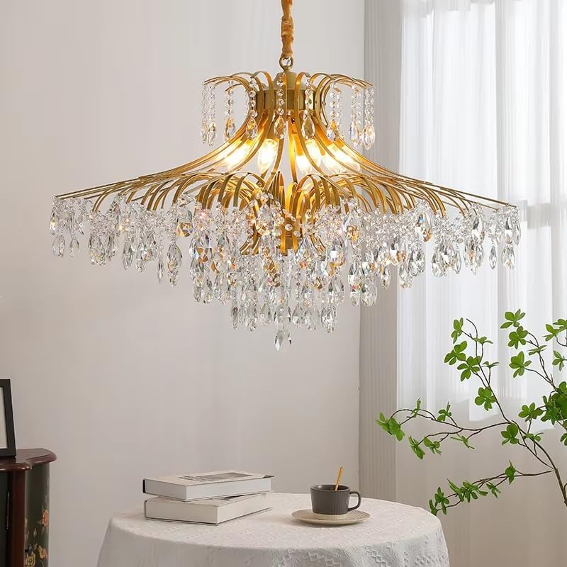 Light Luxury Crystal Light French Retro Living Room Dining Room Bedroom Chandelier American Style Simple Atmosphere,for Decoration