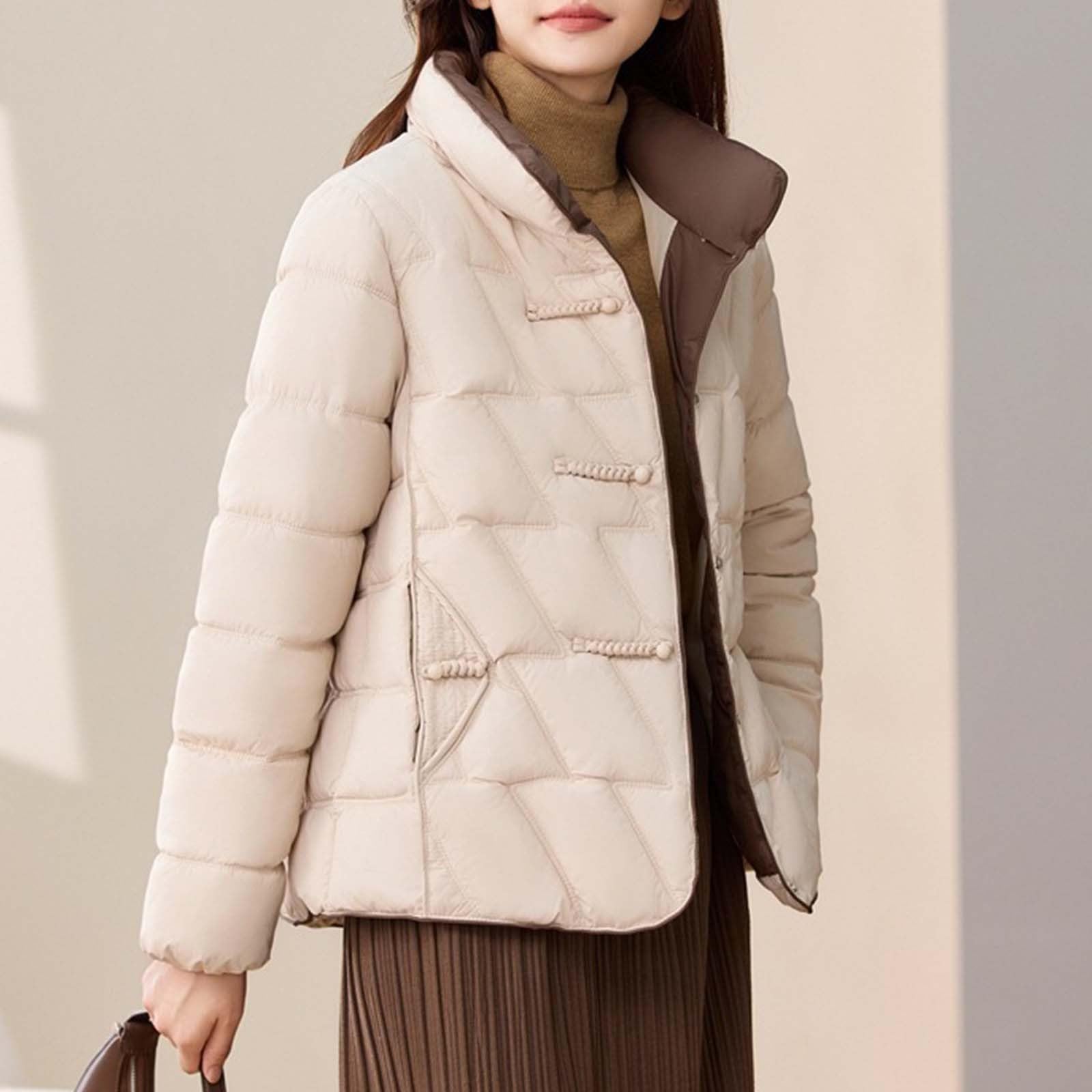 Cappotto invernale da donna, spesso e caldo, alternativa al piumino, giacca con colletto alto, elegante capispalla per il freddo