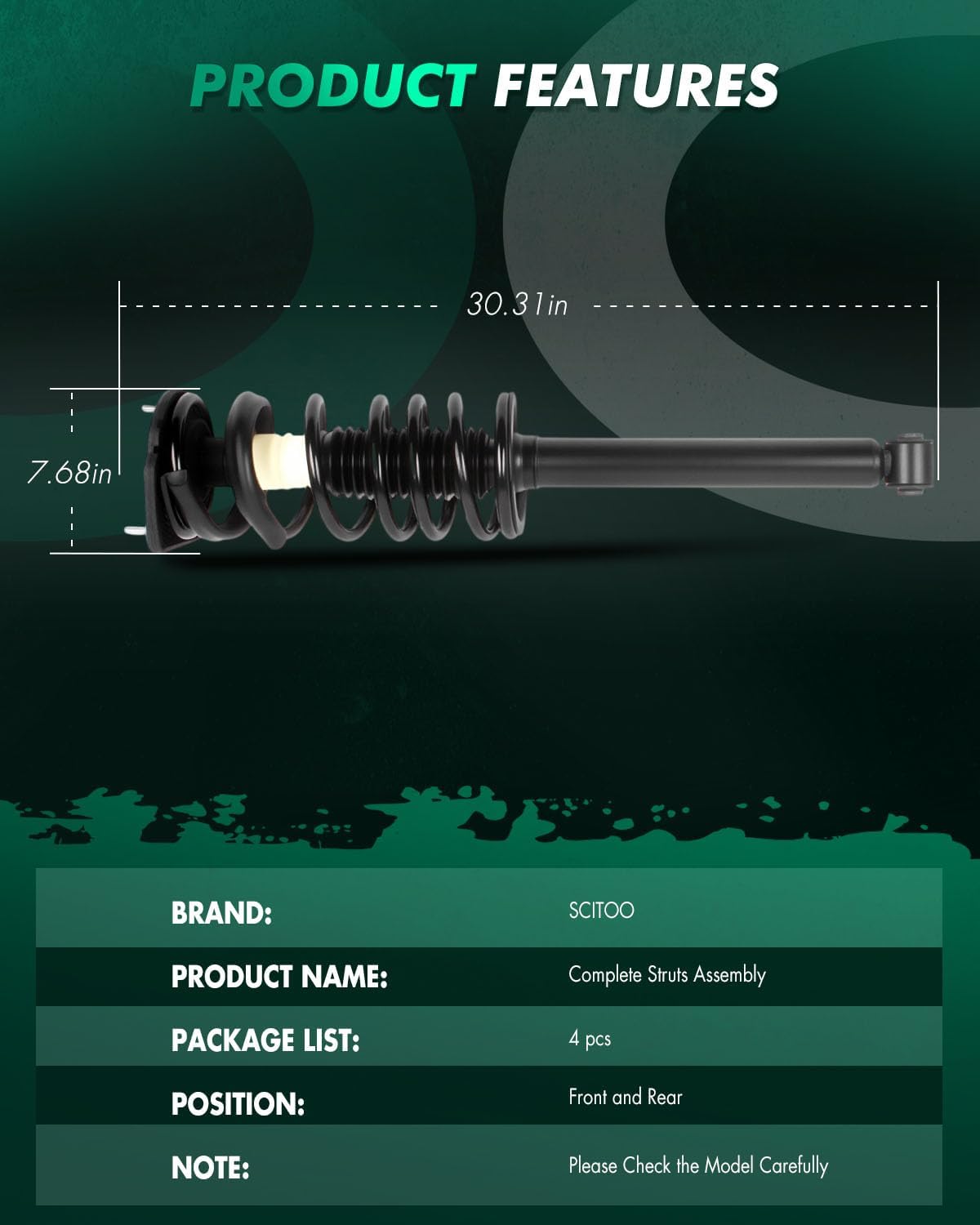 SCITOO Front Rear Complete Struts Assembly & Coil Spring 1999-2005 For Chevrolet Cavalier,1999-2005 For Pontiac Sunfire Struts Shocks Absorber - Set of 4