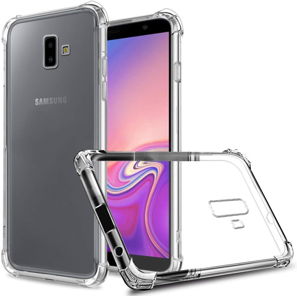 ECellStreet® Drop Cusion Soft PC TPU Bumper Slim Protective Case Cover with Raised Beizels for Samsung Galaxy J6 Plus (Transparent)