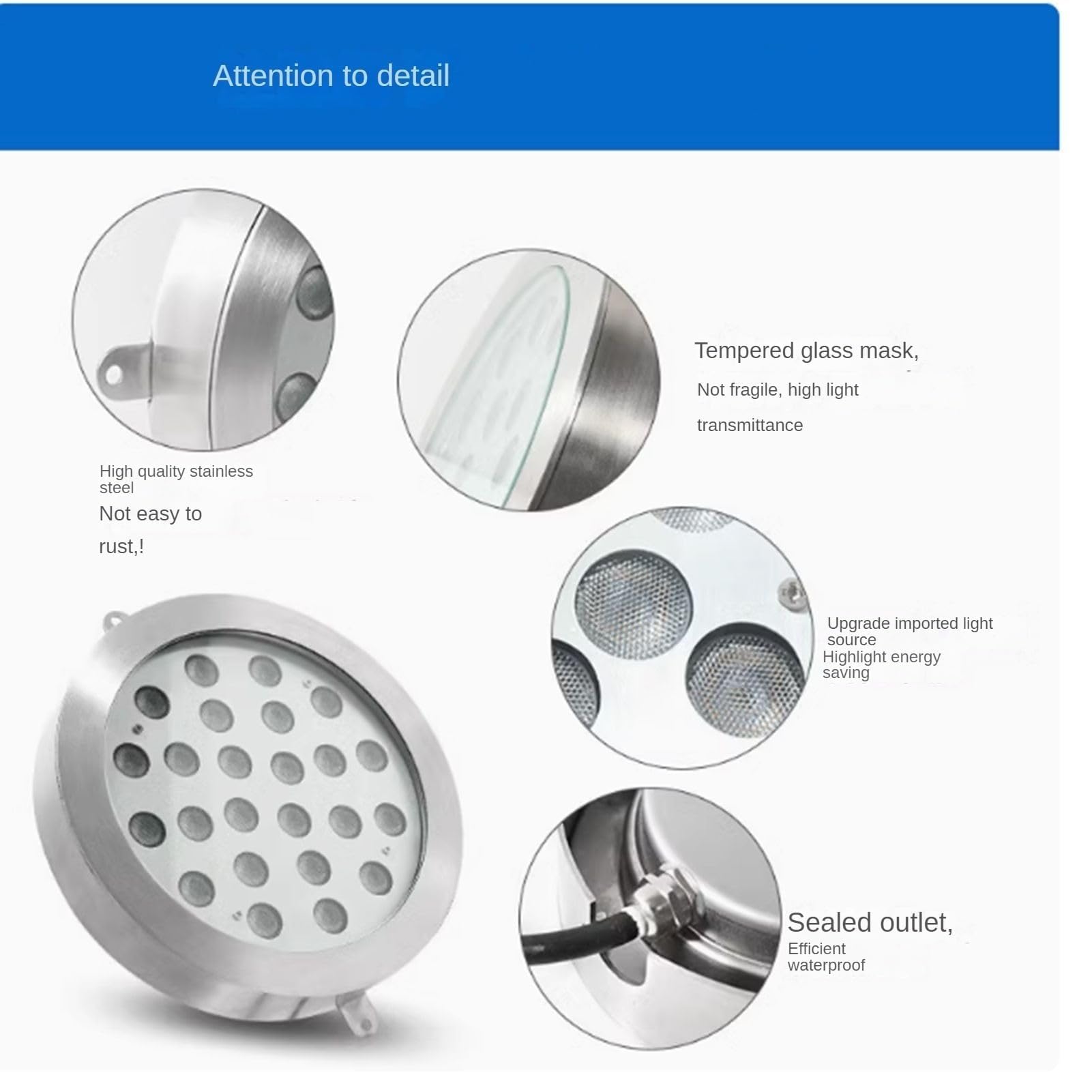 Luces Subacuáticas De Montaje En Superficie De 12V - Luz LED De Pared Para Piscina, Foco Empotrable Impermeable IP68, Para Iluminación Exterior, Fuentes, Piscinas(Rgb+remote,24W(AC24V))