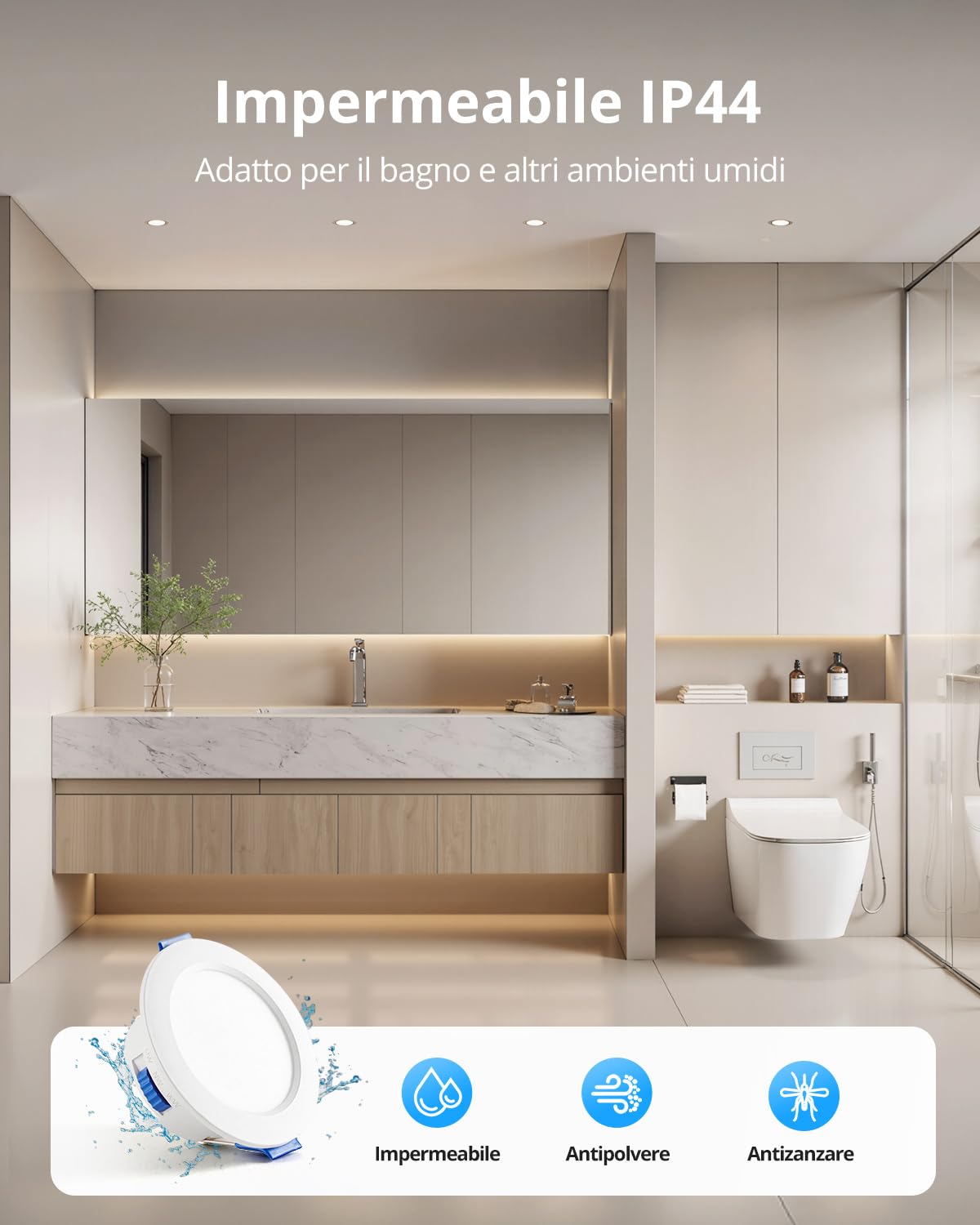 Gr4tec Faretti LED da Incasso per Cartongesso 220V, 4W Faretto LED Interno da Incasso Luce Calda 3000K Luce Naturale 4000K Luce Fredda 6000K, Faretti LED Soffitto Foro 55-68mm per Bagno, Set di 10