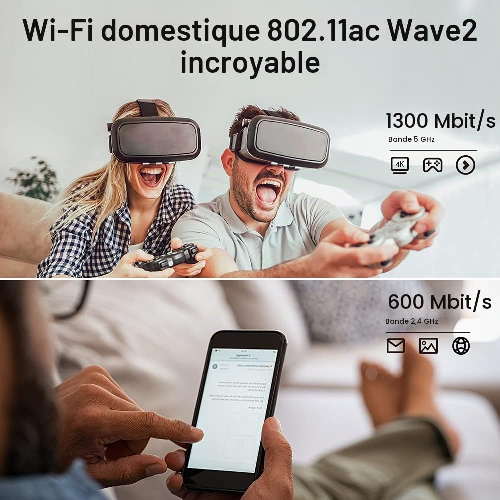 TP-Link Archer C88 Routeur WiFi Bi-Bande AC1900Mbps, 5 Ports Gigabit, 1300Mbps à 5GHz et 600Mbps à 2.4GHz, Mode Point d'Accès, Sécurité Avancée avec WPA3, MU-MIMO, EasyMesh,IPv6, Brancher et Utiliser