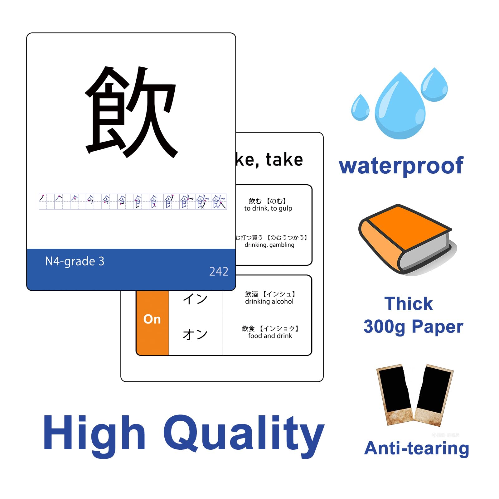 Japanese Kanji Flash Cards Flashcards for Beginners, A Full List of JLPT N4 & N5 with 242 Cards - Image 7