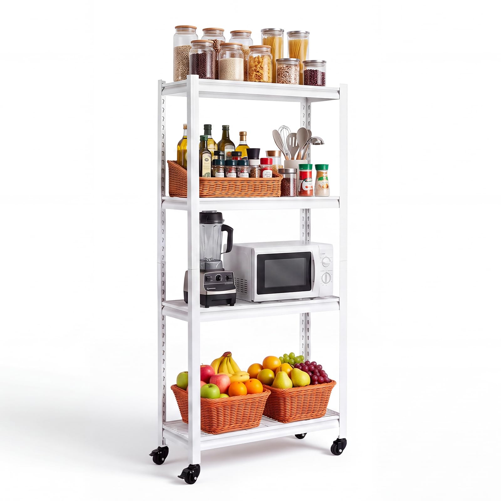 VEVOR Storage Shelves, 4-Tier Garage Shelving with Wheels 30 x 12 x 63 in