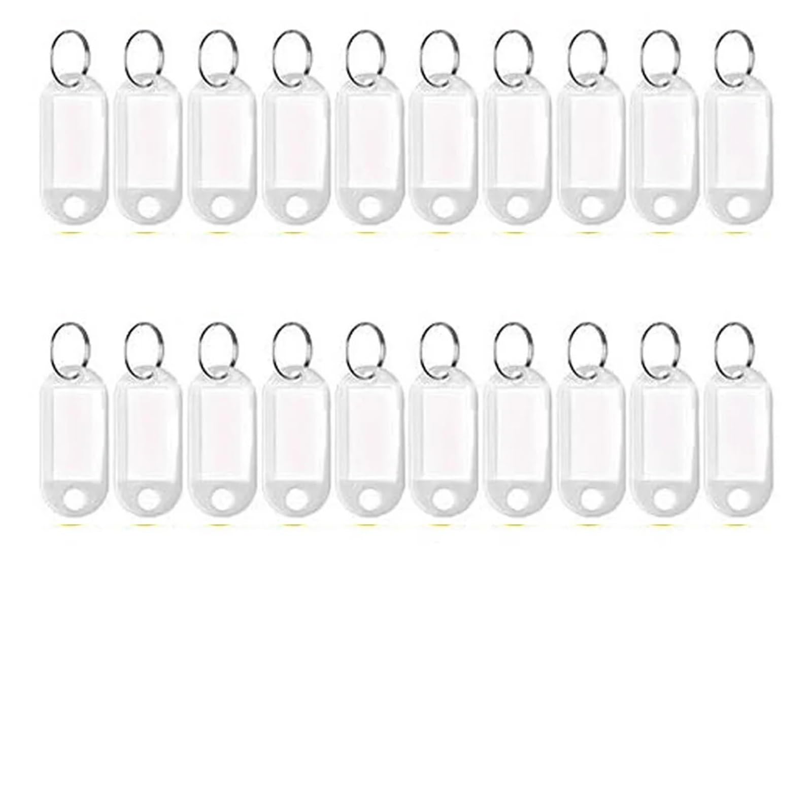 500 pezzi chiave valigie animali domestici tag accessori catena multicolore etichettabile in plastica anello con nome fai da te for etichettatura di carta bagagli(White)