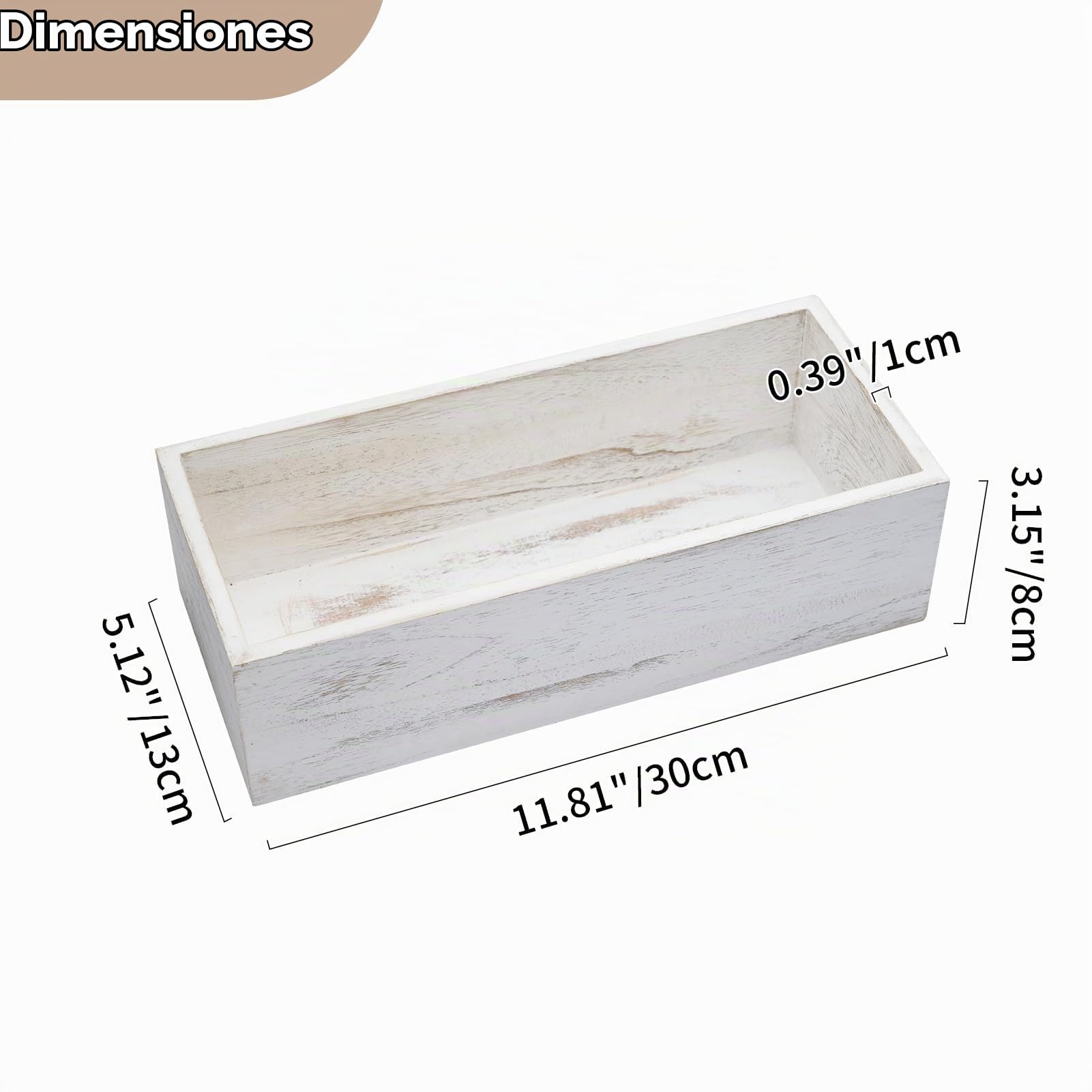 NUPTIO Centros de Mesa de Madera Caja: 2 Piezas 30cm Centro de Mesa de Flores Rectangular Florero Blanco Rústico Cajas Largas para Boda Fiesta Navidad Decoraciones
