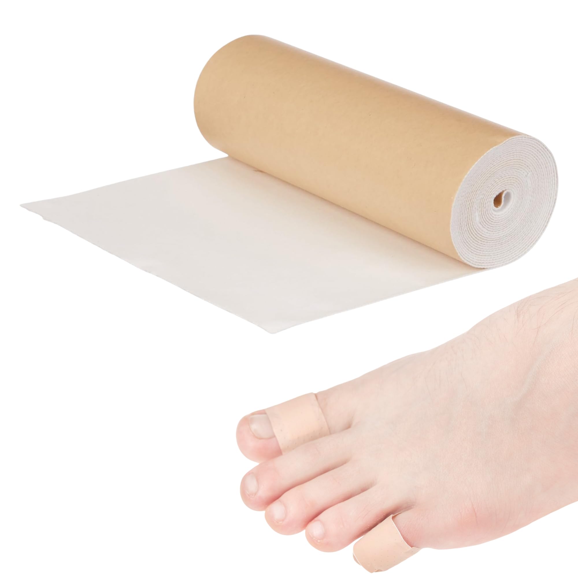 Latex-Free Moleskin, 9" x 4 Yards, White, Adhesive Backing Moleskin Padding for Use with Splints, Braces, and Casts, Non-Latex Roll of Prewrap, Undercast Wrap for Skin Protection and Support