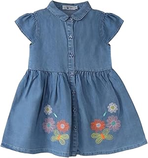 SIKA girls Jeans Sleeveless Dress Embroided Flowers Dress