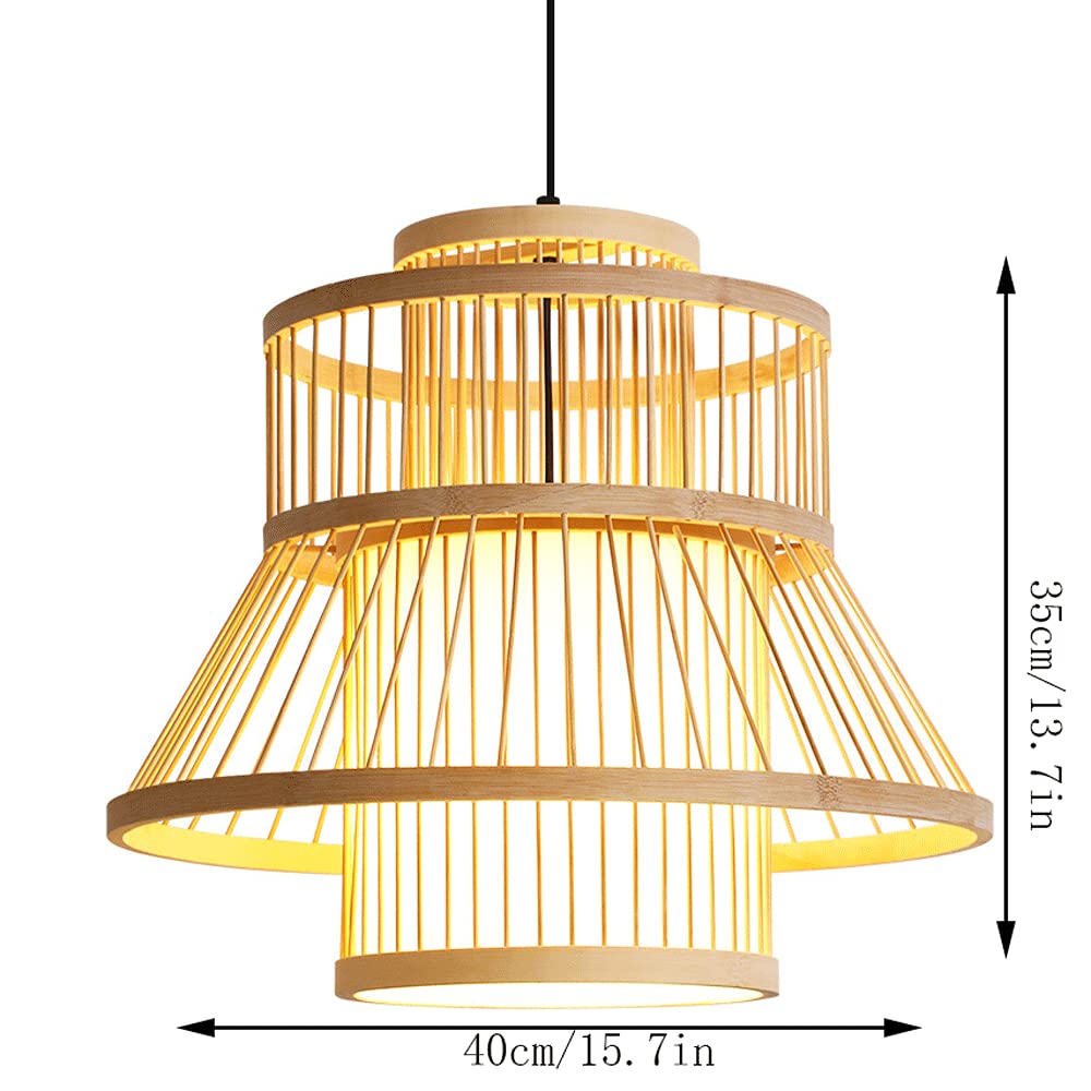 Iluminación Colgante para Arte Y Tejido De Bambú Lámpara Artesanal Decorativa Japonesa Accesorio De Techo De Mimbre De Bambú Luz Casera Retro E27 Utilizado para Restaurantes, Cocinas