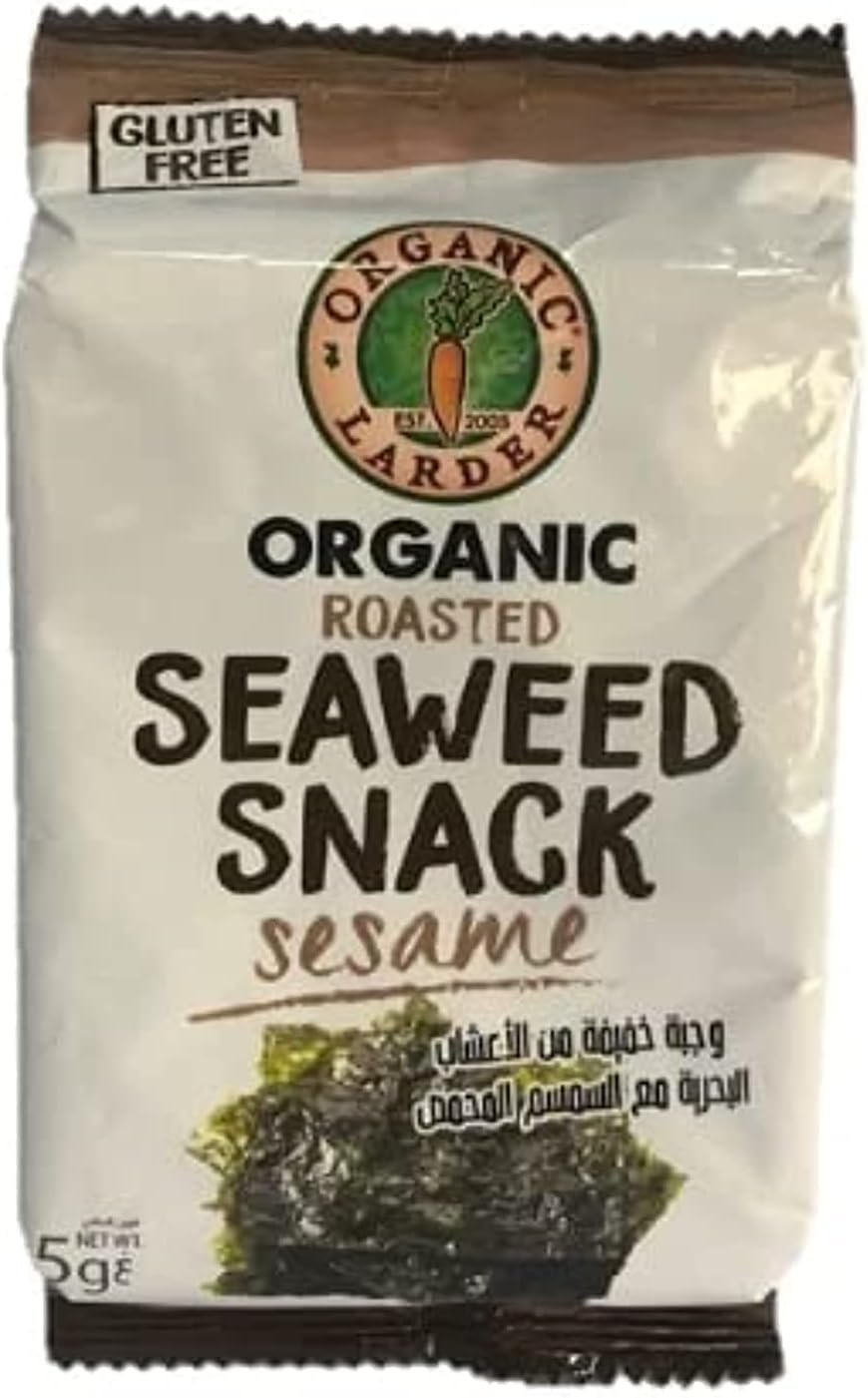 Organic Larder Roasted Seaweed snack Sesame 5g, Gluten Free (Pack of 6)