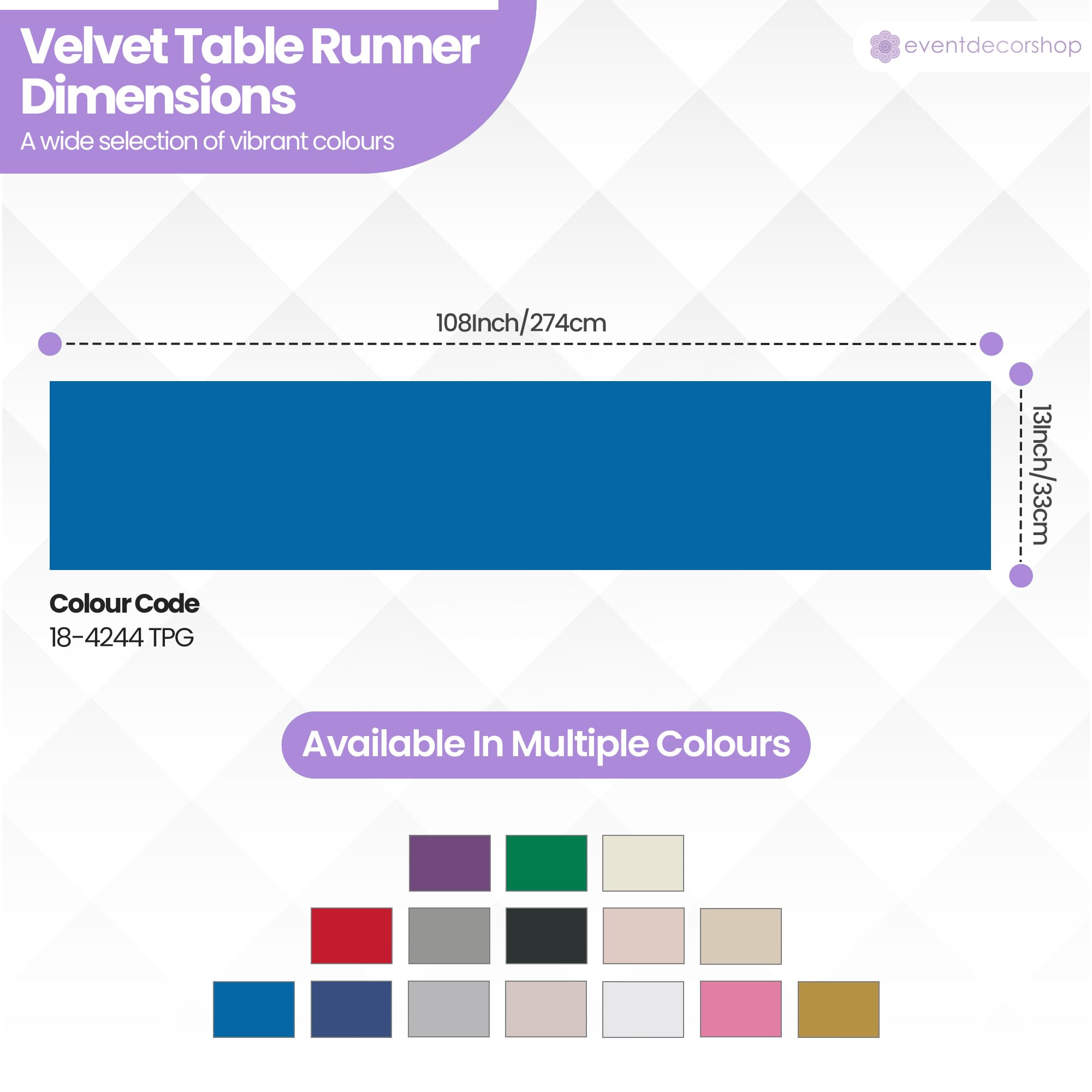 Crushed Velvet Royal Blue Table Runners for Parties and Events, Luxury Long Banquet Table Decor, 33 x 274 cm, Pack of 1 - Image 2
