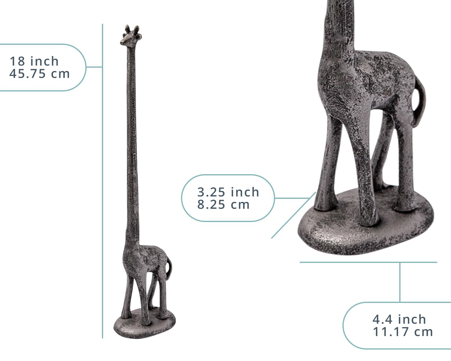 Comfify Silver with Black Giraffe Paper Towel & Toilet Paper Stand – 18.9" — Amazon image 3