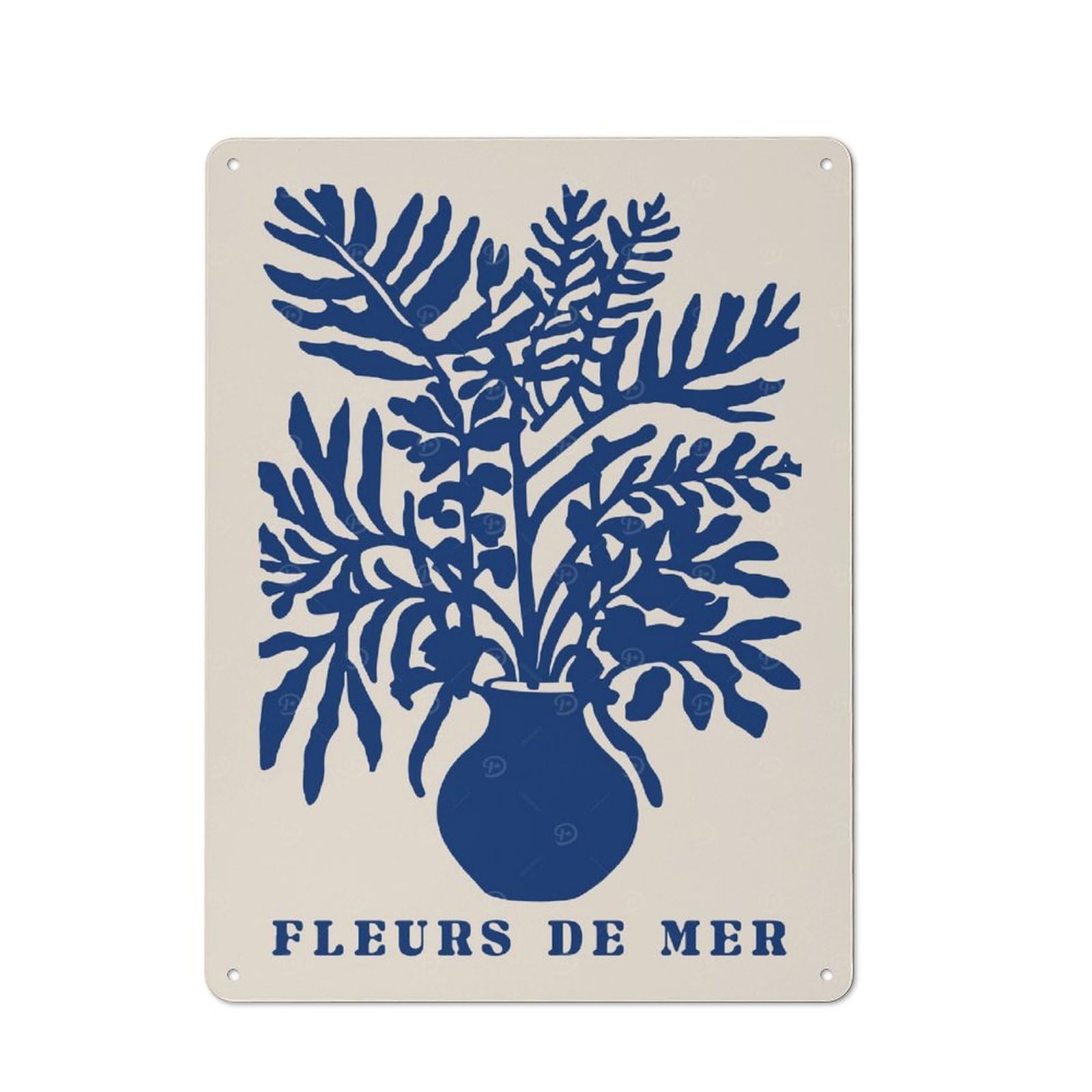 Junmoney Style-23 Fleurs De Mer Vintage Tin Sign 40X30cm, Vintage Diner Style Decor For Kitchen, Cafe, Pantry Or Dining Room