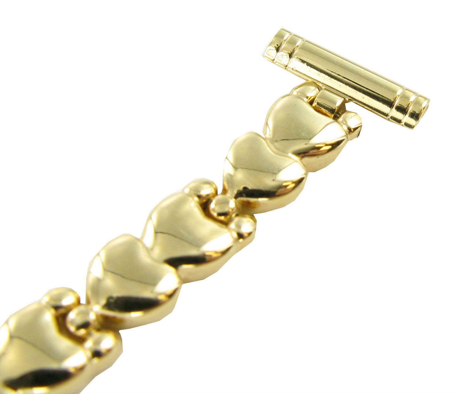 12mm Milano Gold Tone Lock Clasp Elegant Heart Link Ladies Watch Band 3708
