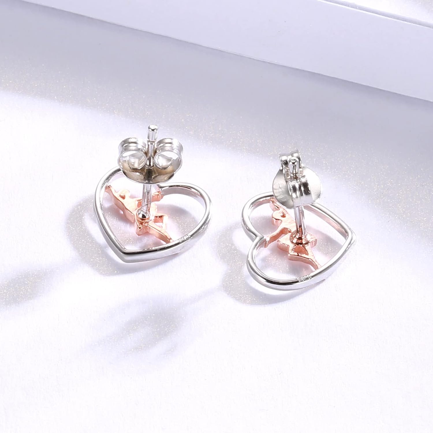 Dance Gifts 925 Sterling Silver Heart Ballerina Stud Earrings Dancing Ballet Themed Women Jewelry Gift - Image 3