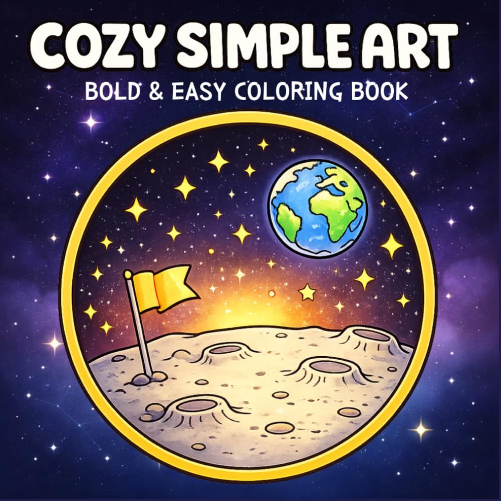 Cozy Simple Art Bold & Easy Coloring Book: Cute & Relaxing Designs for Kids and Adults | Fun, Simple, Stress-Free Coloring Pages with Bold Lines