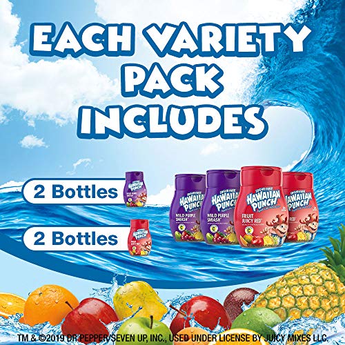 Hawaiian Punch, Variety Pack, Liquid Water Enhancer – New, Better Taste! (4 Bottles, Makes 96 Flavored Water Drinks) – Sugar Free, Zero Calorie