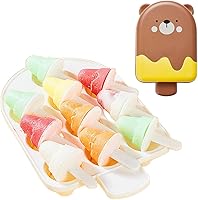 Vista 1 de Moldes para paletas de hielo, 10 piezas, máquina casera para hacer paletas de hielo, 10 palitos de paletas reutilizables (marrón)