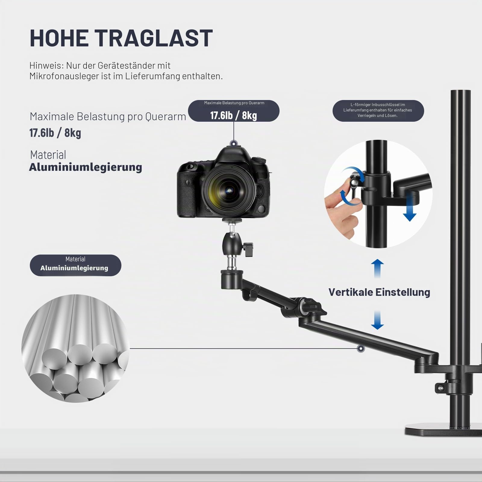 NEEWER Überkopf Kamerastativ Tischhalterung Rig mit 4 Boom Arm für Fotografie Video Licht Ring Licht Telefonhalterung Webcam Mic Compact DSLR für Live Streaming Broadcast Online Lehr Konferenz, DS007