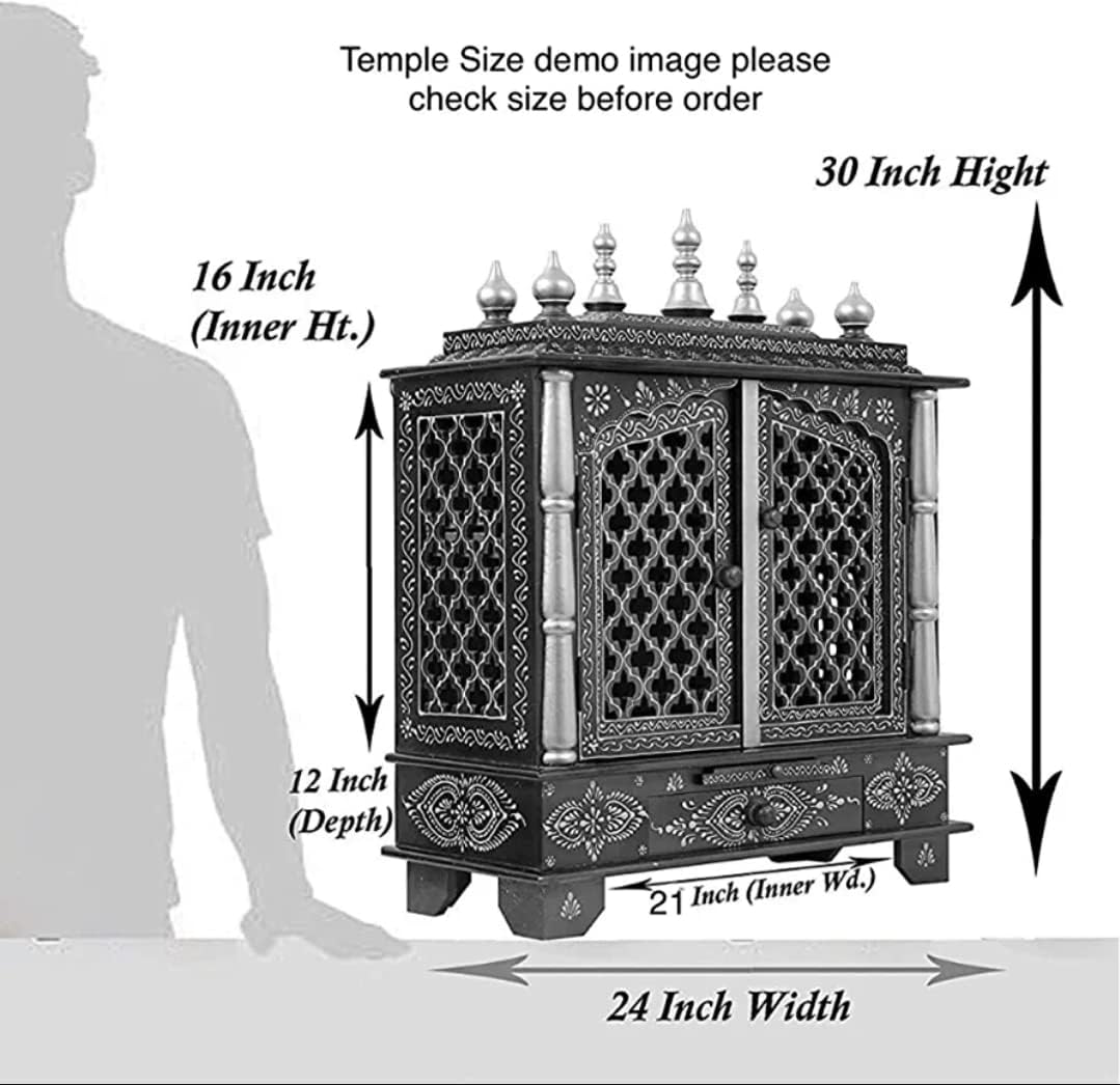 Mandir Pooja in legno | indiano| |indù| |decorazione| |Puja | |armadietto| |tempio| |Bhagwan| |Stand | |Mandapam| |Parete| |Da appendere | Decorazione per la casa negli Stati Uniti (60 x 30 x 76 cm),