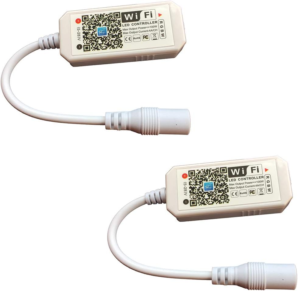 LGIDTECH Pack of 2 RGBW 5 Pin LED Strip Light WiFi Wireless Controller Smartphone APP Controlled,Compatible with Alexa and Google Home Assistant