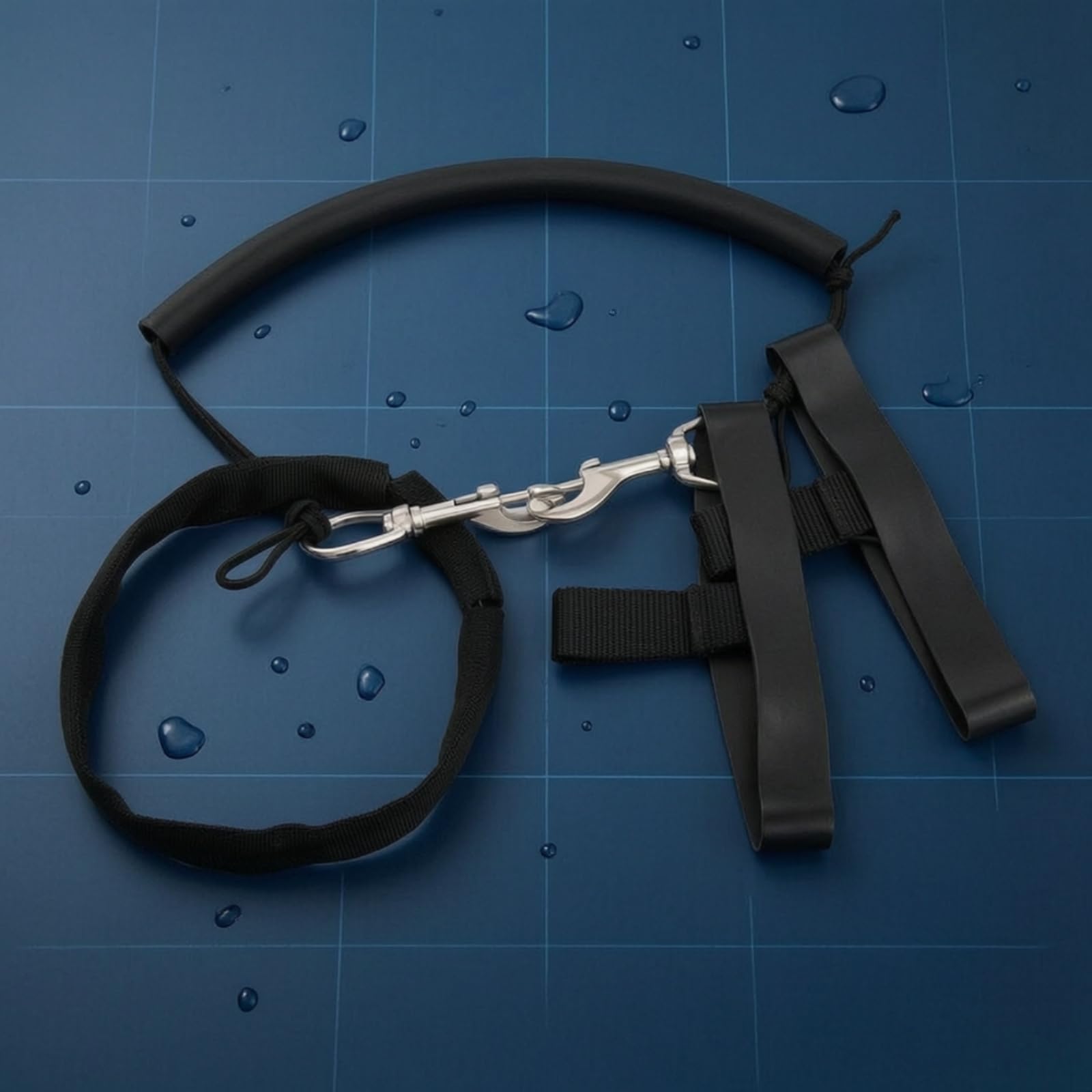 Composant de Plongée Stage Ensemble de Fixation Collier Cylindre Kit de Gréement Sangles Noires Mousquetons Gaine Caoutchouc INOX 316 Marin Adapté à Plongée Explorations Expéditions