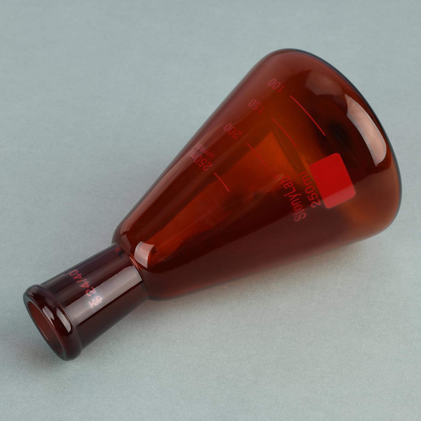 stonylab Matraccio Erlenmeyer Ambra con Giunto Esterno Conico Standard 24/40, Matraccio in Vetro Borosilicato a Parete Spessa, 250 ml, Ideale per Mescolare, Riscaldare e Esperimenti in Laboratorio