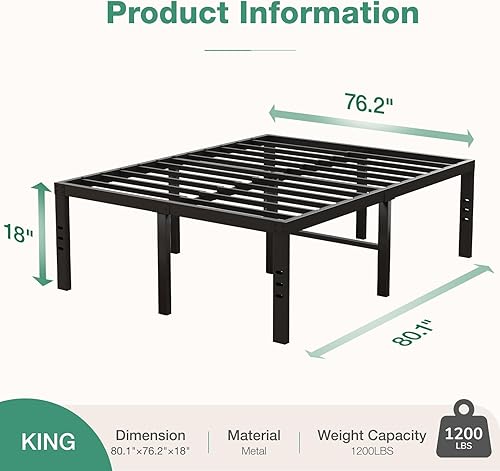 Miniatura 45 de Novilla - Base de cama matrimonial, plataforma de metal de 14 pulgadas, con espacio de almacenamiento debajo de la cama, soporte de listones de