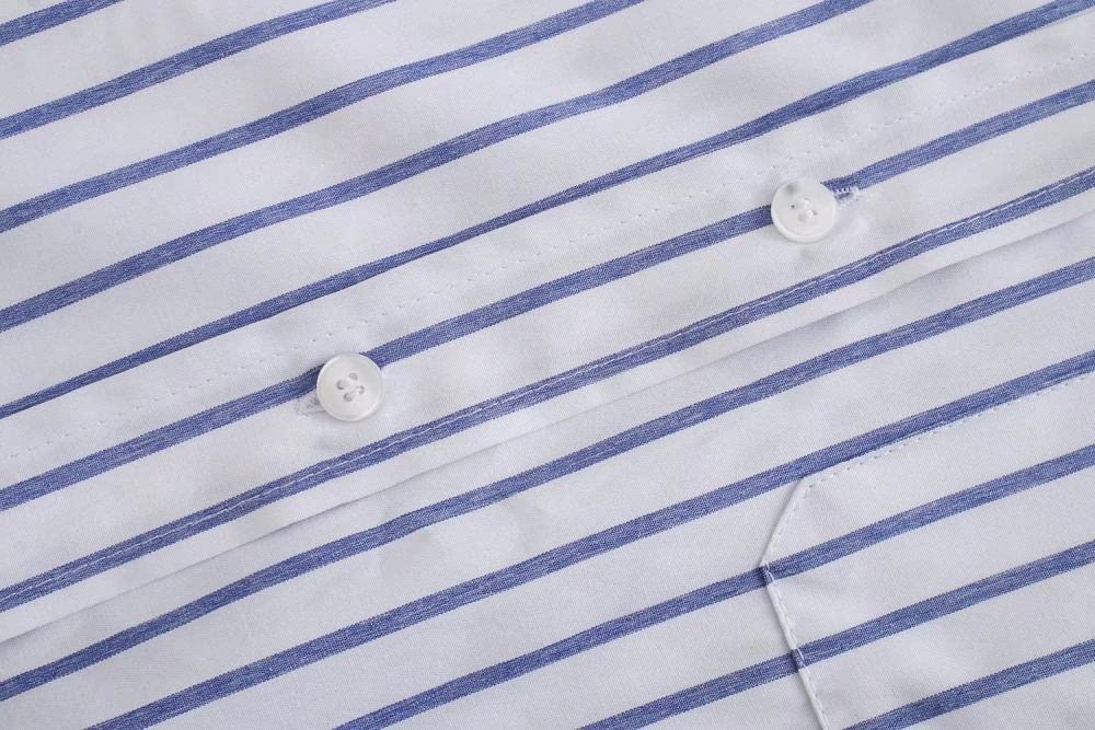 Lockeres Damenhemd,Damen Satin Bluse Hemd Blau Gestreiftes Hemd Langarm Vintage Mode Seidenhemden Business Hemd Mit Knopf Sexy Party Tops Lässige Arbeit Büro Bluse Für Mädchen Damen