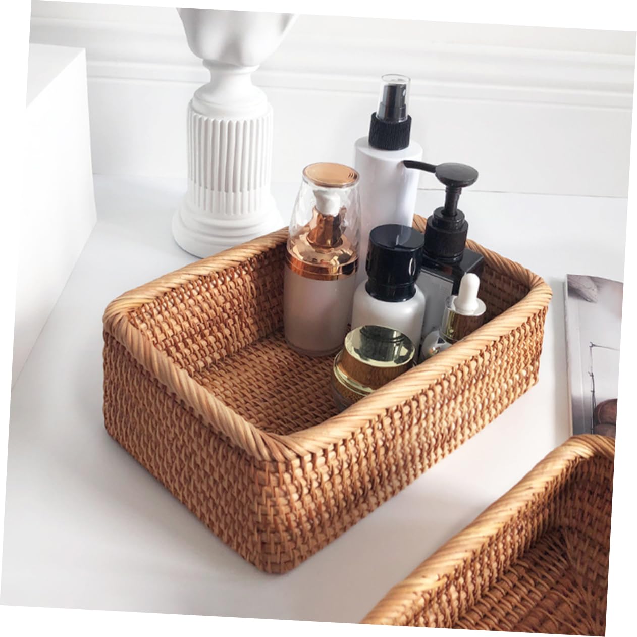 Vaguelly Handwoven Rattan Storage Basket for Toys and Snacks Woven Organizer for Home Creative Storage for Indoor and Outdoor Use