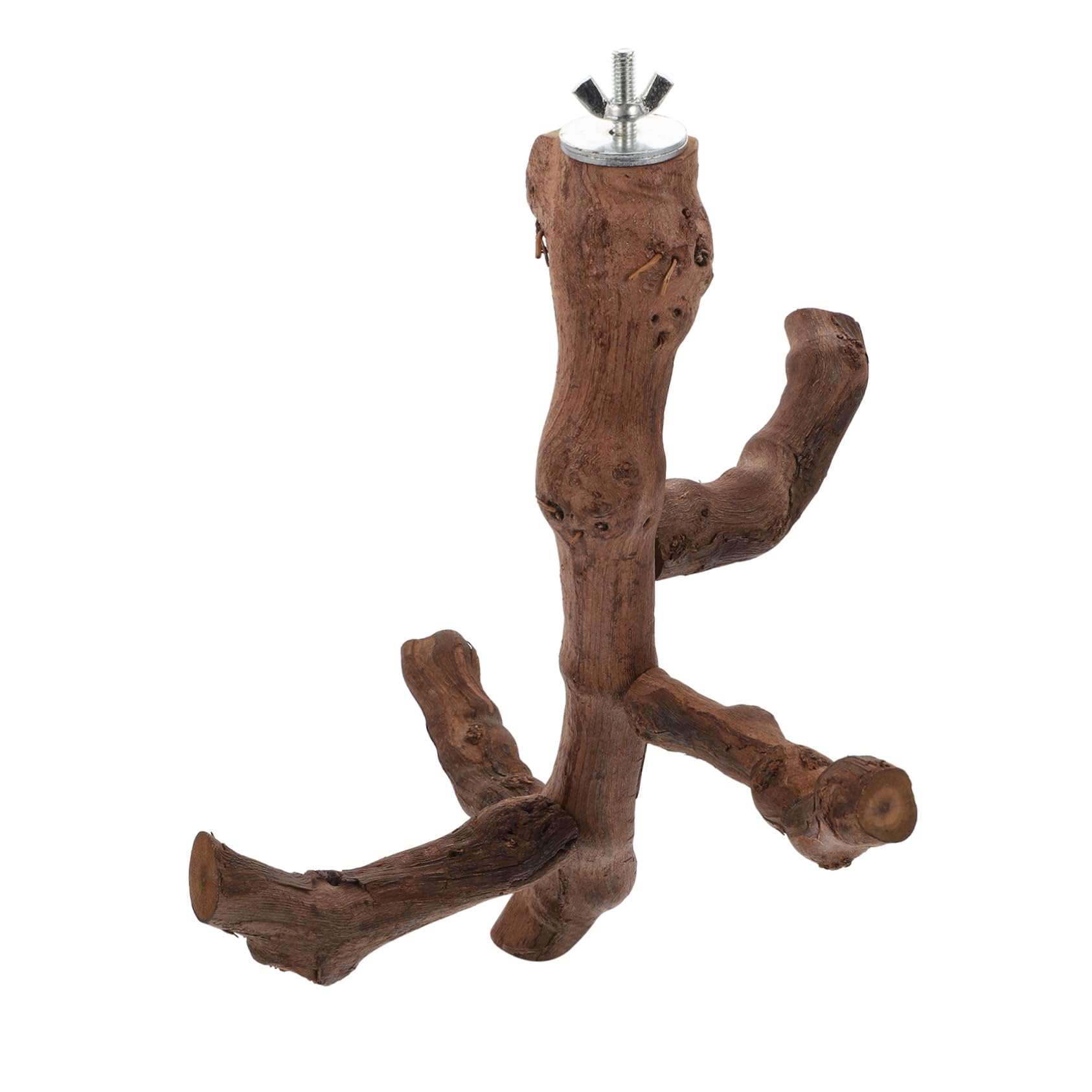 Vogel Stehstock aus Natürlichem Holz für Papageien mit Harter Struktur und Bissfestem Design als Spiel und Kletterstation für Vögel in Braun