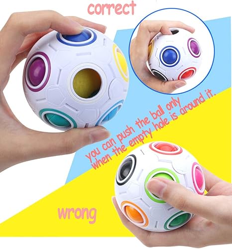 Miniatura 3 de TANCH Bola Mágica de Arco Iris Rompecabezas Cubo Fidget, Bola de Alivio del Estrés, Juegos de Ingenio y Rompecabezas, Juguetes para Niños y Adultos