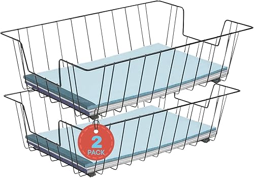 1InTheOffice Bandeja de cartas, cesta de papel para escritorio, bandejas de papel, carga frontal, acero negro, paquete de 2