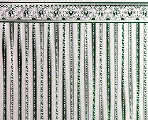 Melody Jane Puppenhaus Tapete 'Oakdene Streifen' - Maßstab 1:12, 45x29 Cm, Blass Creme-grau - Für Miniatur-Dekoration