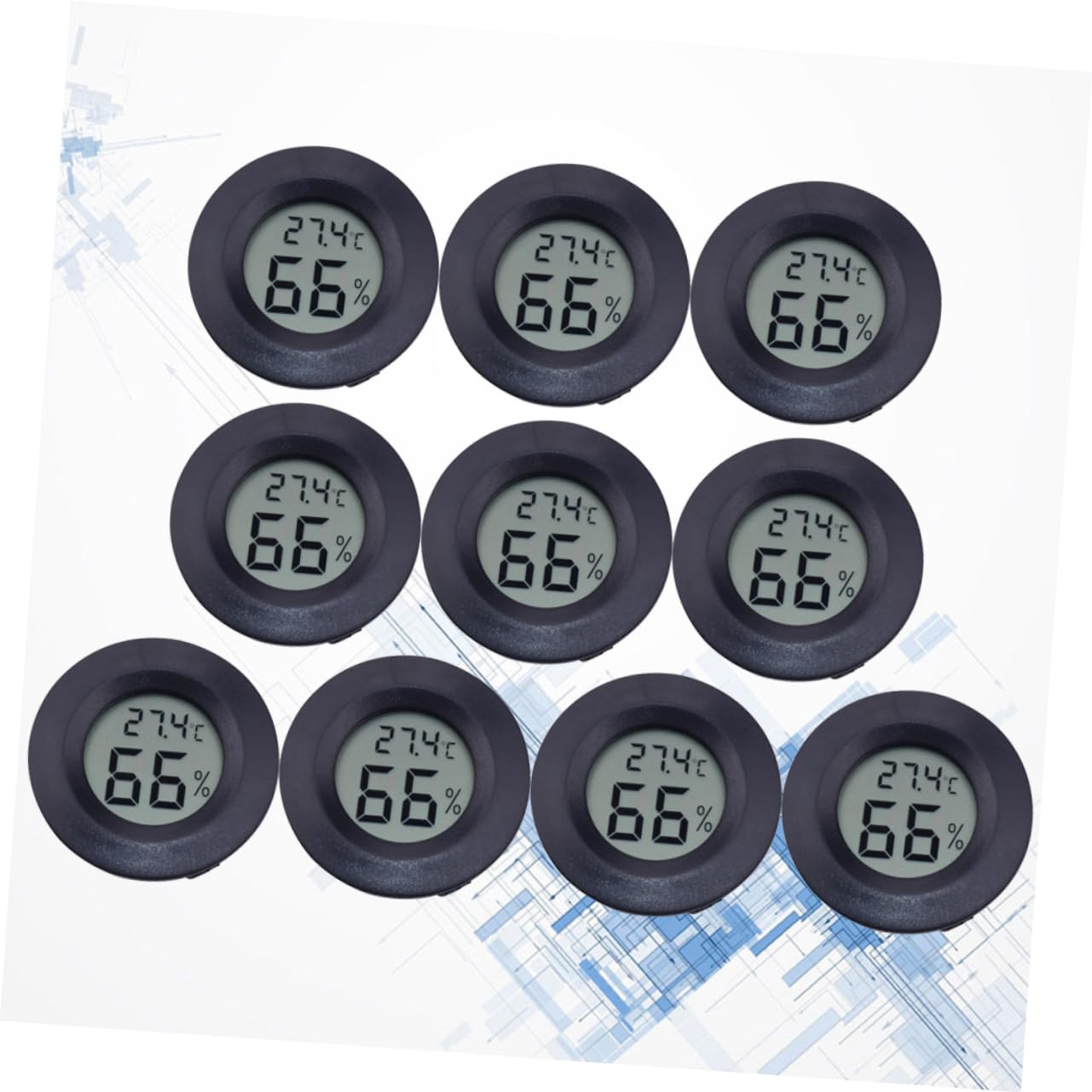 BESPORTBLE Igrometro Termometro Digitale Rotondo da Incasso per Rettili, Display in Celsius, ABS Acrilico, Facile da Installare, 10 Pezzi per Uso Domestico | Abs Acrilico, Display in Celsius, Confezione da 10 Pezzi, Uso Casa e Negozio per Animali