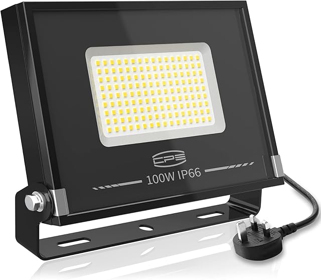 CP3 100W LED Outdoor Floodlight,Security Lights with Plug Super Bright 8700LM Work Light Plug in 5000K Daylight White IP66 Waterproof Outside Flood Lights for Garden Playground Garage Backyard