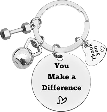 Xiahuyu Fitness Trainer Gifts Thank You Gifts for Fitness Instructor Personal Trainer Gift Fitness Coach Appreciation Gifts Workout Coach Gift Gym Workout Jewelry You Make A Difference Keychain