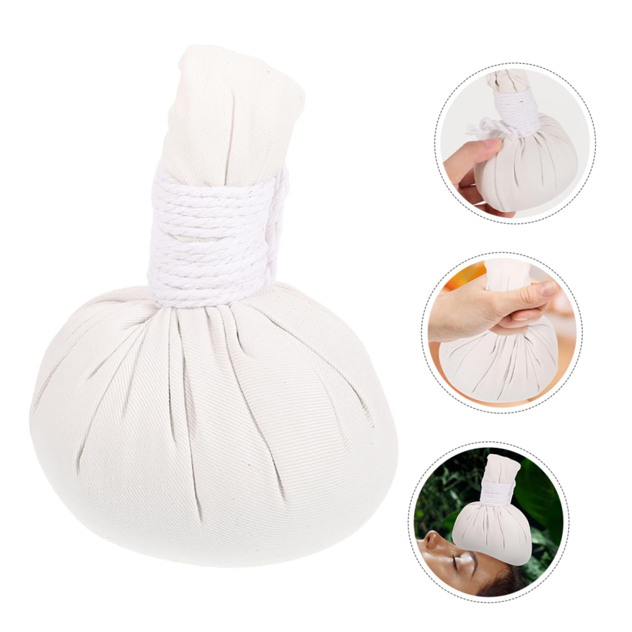 WOONEKY 4 Bolas de Masaje y Relajación Profunda Hierbas Chinas de Aromaterapia y Tela de Algodón para Terapia de Calor, Tamaño Portátil Ideales para Spa