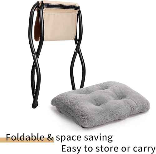 Miniatura 9 de HollyHOME Silla platillo extragrande con otomana plegable, cómoda silla plegable de gran tamaño y reposapiés plegable, silla de lectura de piel