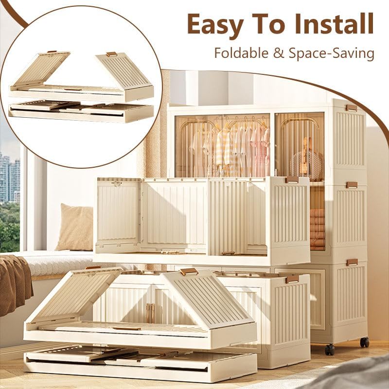 Image of Mevigo Door Plastic Wardrobe for Kids| Almirah and Wardrobe for Baby Clothes| Modular Storage Cabinet with Wheel Organizer for Cupboard Rack for Clothes /Shoes /Books /Toy (White-TG651, 9- Door)