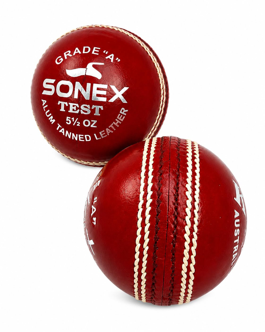 SONEX Test Grade A RED Cricket Ball | Alum Tanned Leather | 5½ oz | Premium Match Ball for ODI & T20 Format | Hand Stitched Seam | Professional Tournament Quality (Pack of 12)-image-4
