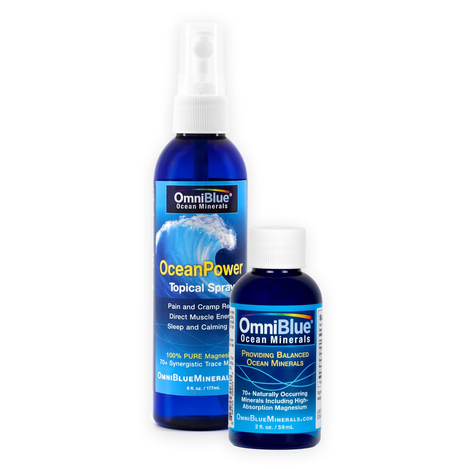 OmniBlue Ocean Minerals 2oz & Ocean Power Topical Spray 6 oz