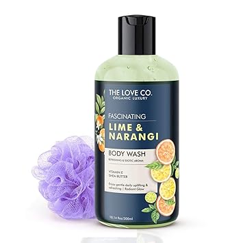 THE LOVE CO. Body Wash For Women| Lime & Narangi Shower Gel | Shower Gel For Women| Body Wash With Loofah free combo 300ml