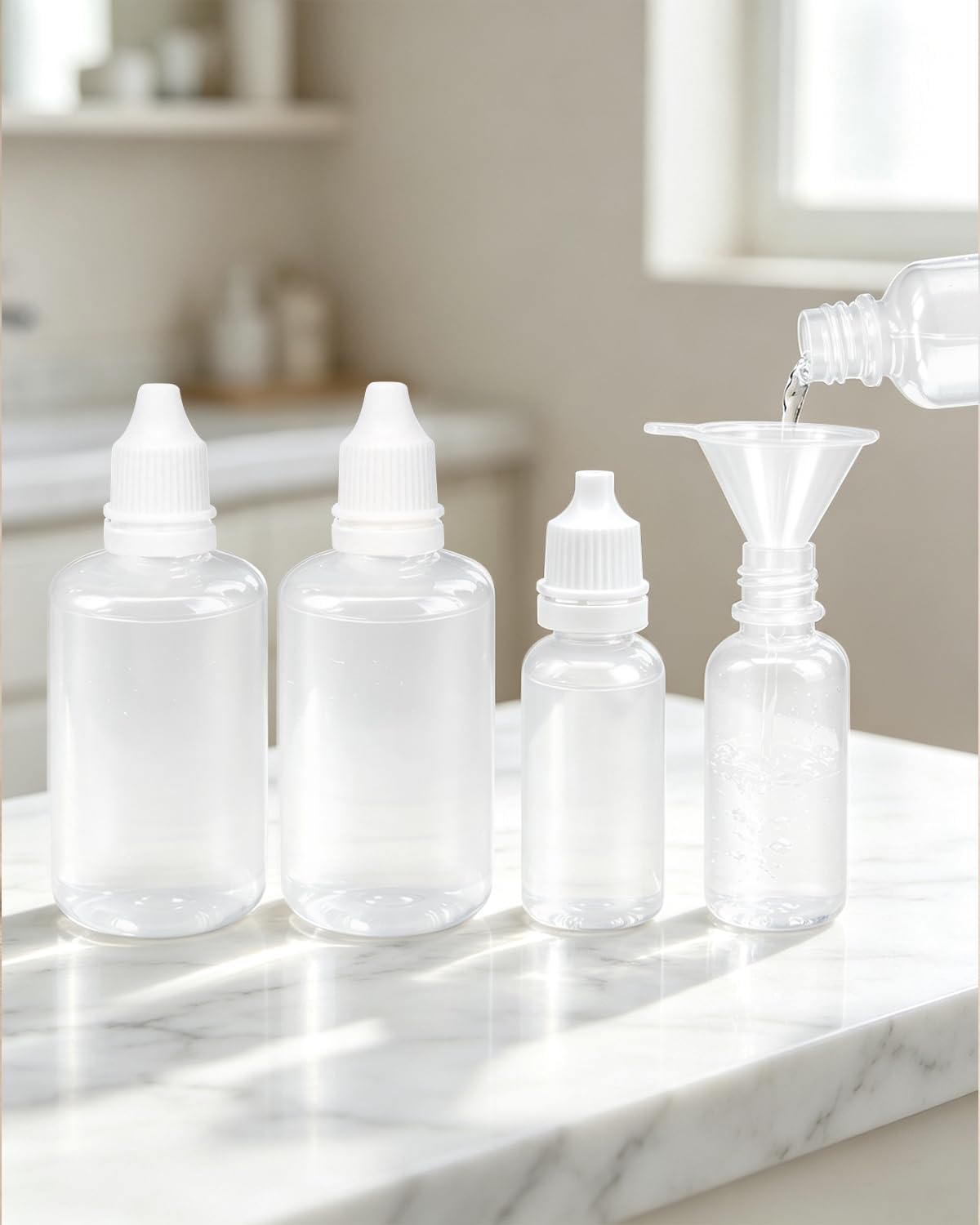 2Pcs 50ml Plastic Dropper Bottles with Red & WhiteCaps
