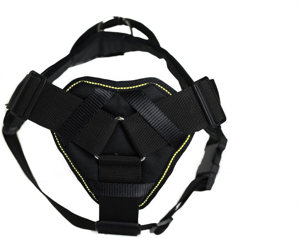 Dean & Tyler Black with Yellow Trim Fun Dog Harness with Padded Chest Piece, Seizure Alert Service Dog, X-Large, Fits Girth Size 34-Inch to 47-Inch