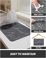 Vista 11 de AMOAMI Tapete de café absorbente con parte trasera de goma para secar platos para encimera de cocina, accesorios de bar para debajo de la cafetera