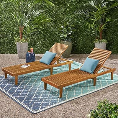 Great Deal Furniture Addisyn Outdoor Wooden Chaise Lounge (Set of 2), Teak Finish 61AHXMTDPYL. SS400