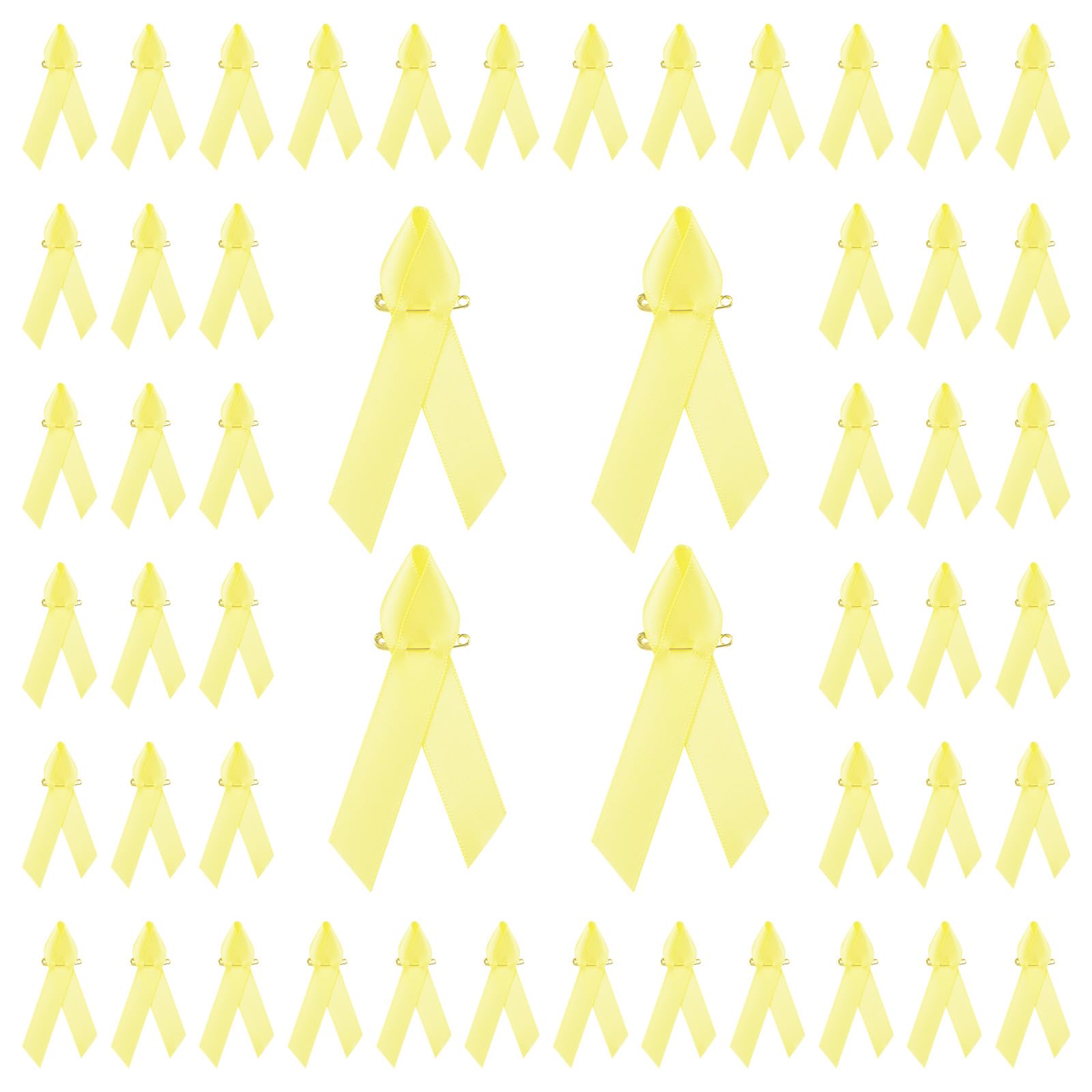 WANDIC Polyester Ribbon Satin Pins, Cancer Awareness Ribbon Pins Hope Faith Awareness Brooch for Party Event Supplies Clothing Decoration, 7.5cm