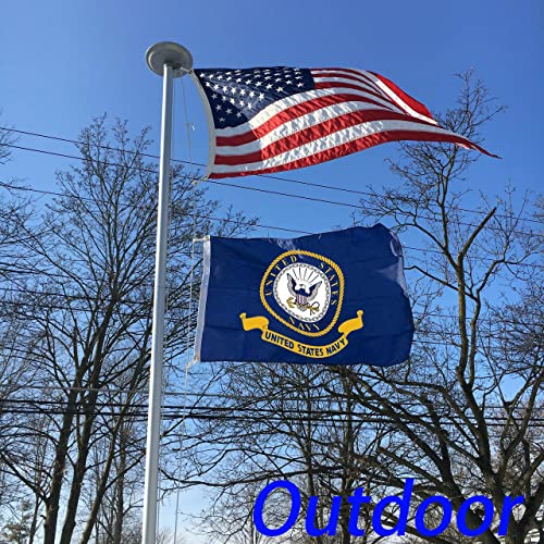 Navy Emblem Flags 3X5 Outdoor Double Sided Made In Usa,3 Ply 200D Polyester Heavy Us Navy Military Flag Waterproof And Fade Resistant With Strong Oxford Cloth Header And 2 Brass Grommets Very Durable #TOP6